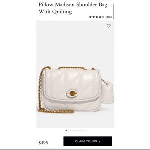 White Quilted Shoulder Bag with Gold Chain